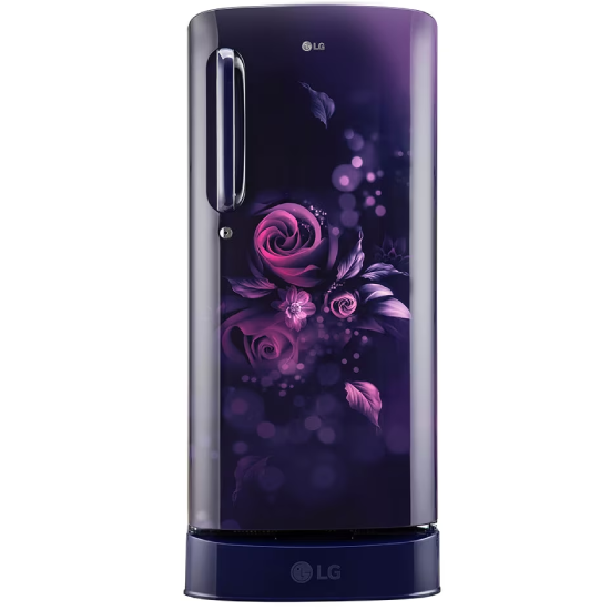 LG 185L, 5 Star, Smart Inverter Compressor, Smart Connect, With Base Stand Drawer, Blue Euphoria Finish, Direct Cool Single Door Refrigerator